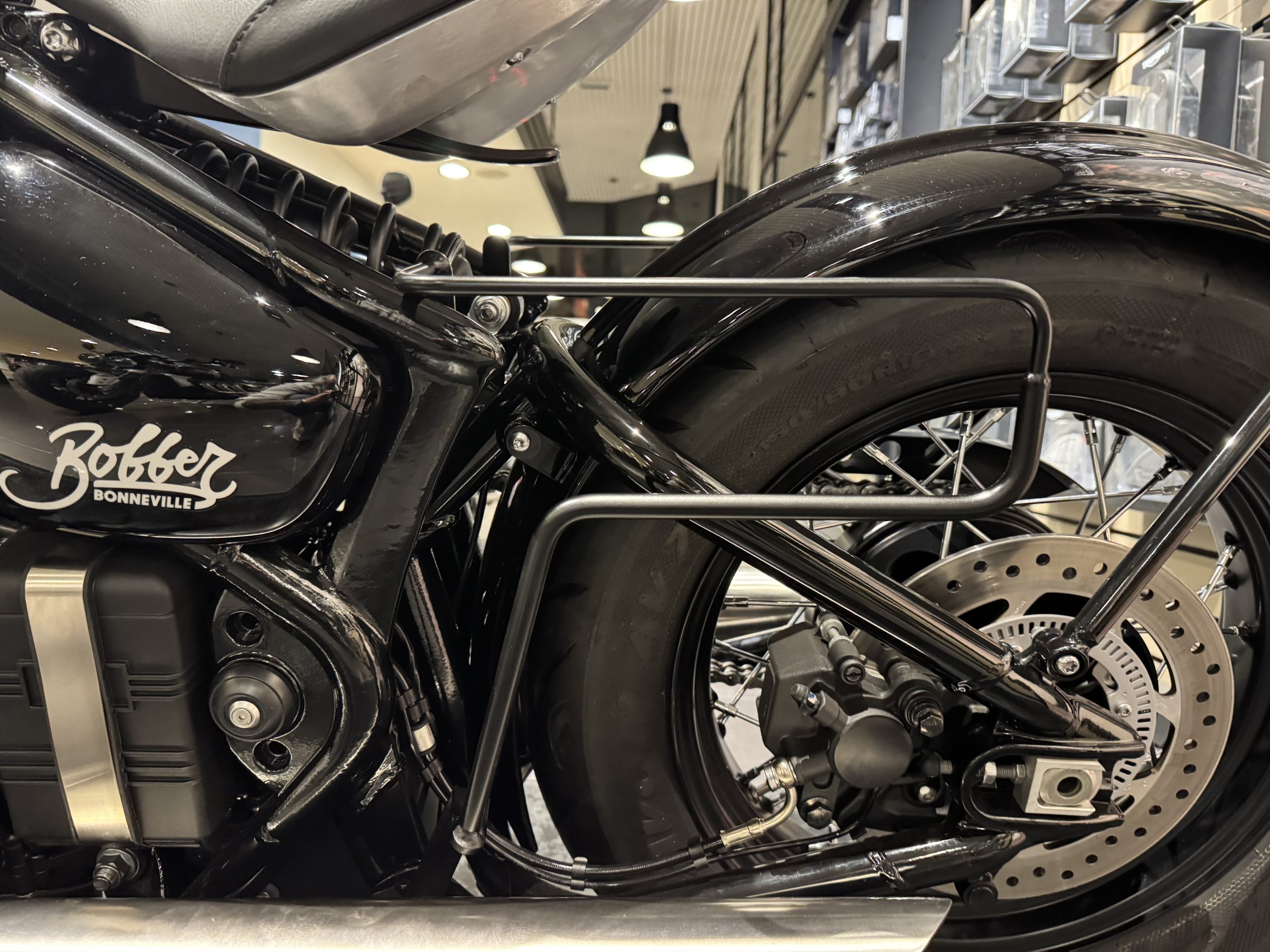 Triumph Bobber LHS rack close view